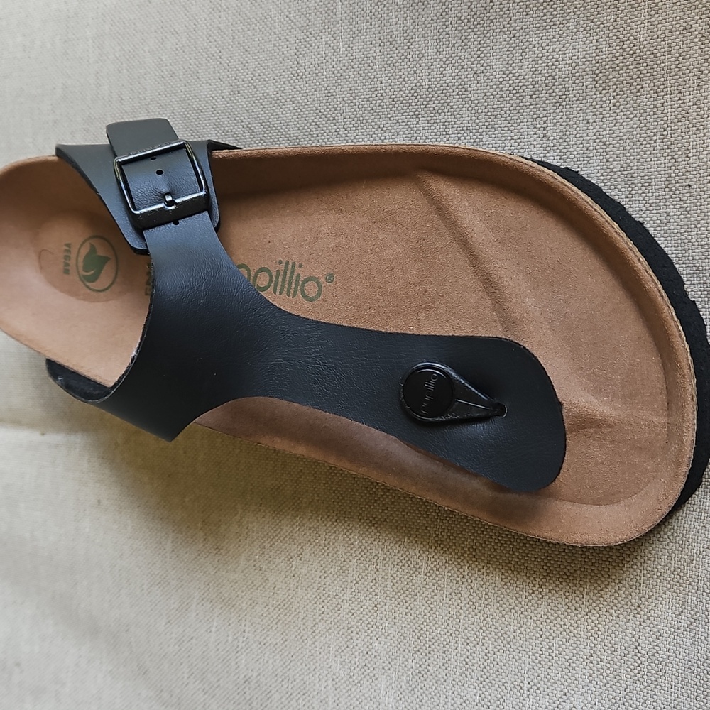 Sz 7- Birkenstock PAPILLIO Gizeh Vegan Platform Thong Sandal Black, 38 - Picture 6 of 10